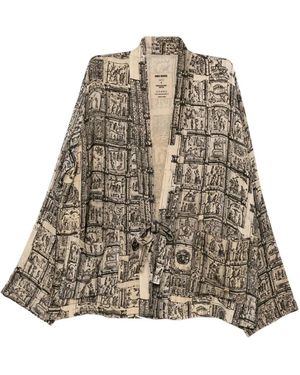 Uma Wang Tie-Waist Graphic Jacket - Brown