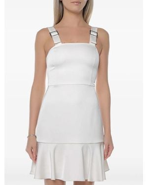 ARMANI EXCHANGE Buckle-Strap Ruffled Dress - White