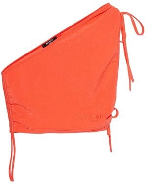 Balmain One-Shoulder Tie Top - Orange
