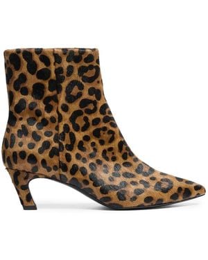 Ash Vicky Leopard-Print Ankle Boots - Brown