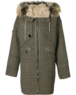 Liska Houndstooth Print Hooded Coat - Multicolour