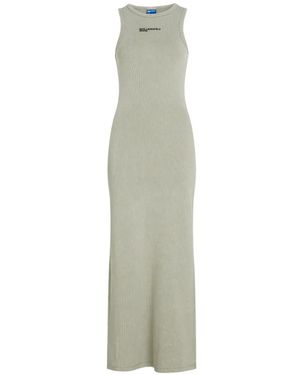 KARL LAGERFELD Washed Ribbed-Rib Tank Midi Dress - White