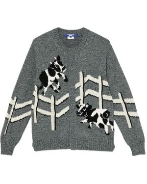Junya Watanabe Cow-Appliqué Cardigan - Gray