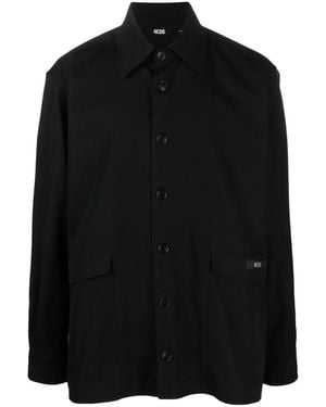 Gcds Logo-Patch Cotton Shirt Jacket - Black