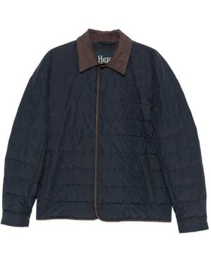 Herno Quilted Spread-Collar Jacket - Blue