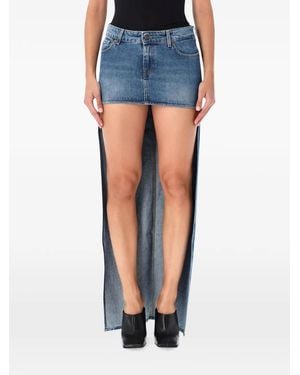 7 For All Mankind High-Low Denim Skirt - Blue