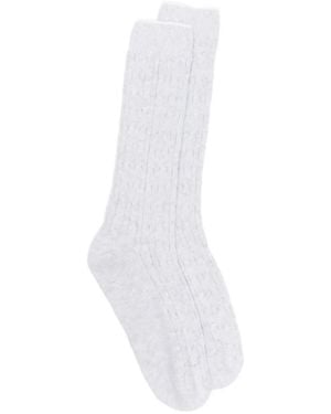 Eleventy Cable-knit Socks - White