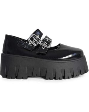 Altercore Skarde Buckle-Fastening Platform Court Shoes - Black