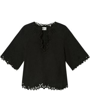 Isabel Marant Shana Broderie-Anglaise Top - Black