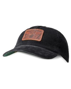 RRL Corduroy Logo-Patch Cap - Black