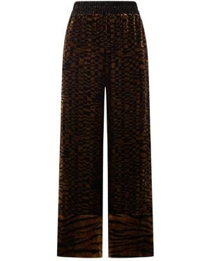 Pierre Louis Mascia Velvet Geometric-Pattern Trousers - Black