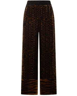 Pierre Louis Mascia Velvet Geometric-Pattern Trousers - Black