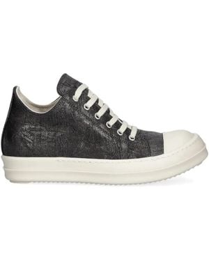 Rick Owens Low Sneaks Metallic-Effect Trainers - Black