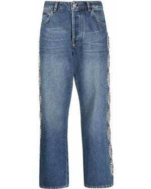 Philipp Plein Crystal Cable Wide-Leg Jeans - Blue