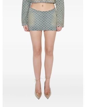 MISBHV Monogram-Pattern Mini Skirt - Blue