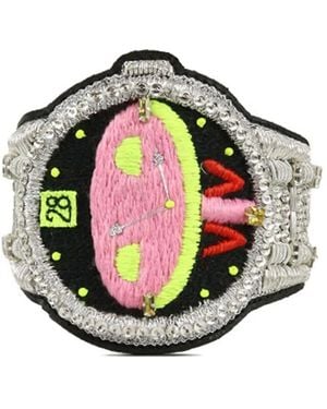 Walter Van Beirendonck Bracelet Dawleetoo À Broderies - Gris