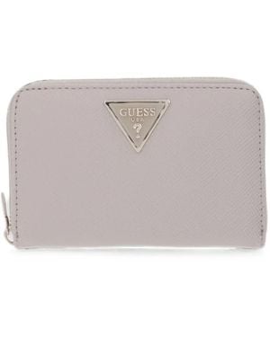 Guess Laurel Logo-Plaque Zip-Around Wallet - Grey