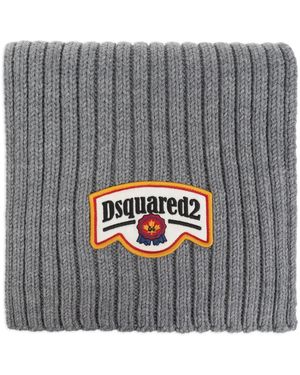 DSquared² Logo Patch Scarf - Gray