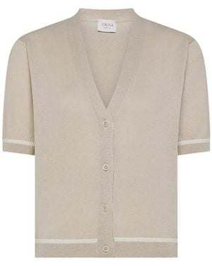 Cruna Cárdigan a rayas con cuello en V - Blanco