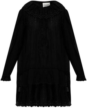Isabel Marant Lenora Embroidered Cotton Mini Dress - Black