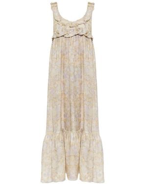 Chloé Ruffled Floral-Print Maxi Dress - White