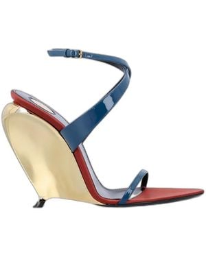 Saint Laurent Gippy Vernice Leather Heeled Sandals - Metallic