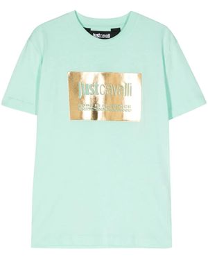 Just Cavalli Embossed-Logo Cotton T-Shirt - Green