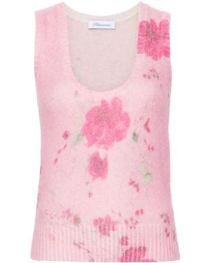 Blumarine Roses-Print Tank Top - Pink