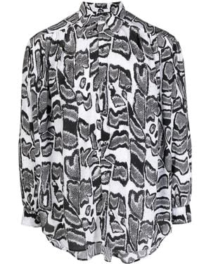 Edward Crutchley Abstract-Pattern Long-Sleeve Shirt - Grey