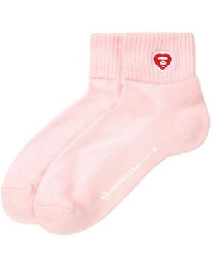 Aape By A Bathing Ape Aapenow Heart Embroidered Socks - Pink