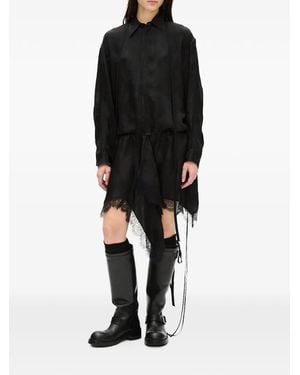 Ann Demeulemeester Paisley-Jacquard Lace-Trim Mini Dress - Black