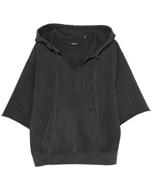 NAHMIAS Logo-Patch Short-Sleeve Hoodie - Black
