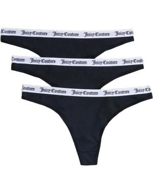 Juicy Couture Set De Tres Tangas Con Logo En La Cinturilla - Azul