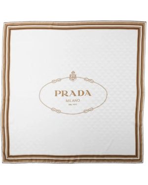 Prada Printed Silk Scarf - White