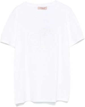 Twinset Logo-Embroidered T-Shirt - White