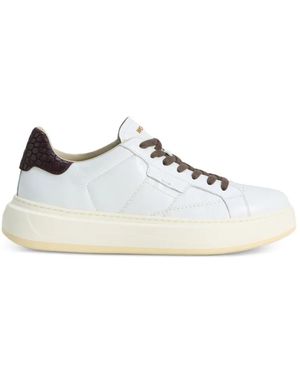 Woolrich Arrow Leren Sneakers Met Krokodillen-Patch - Wit