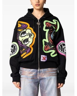Chopova Lowena Graphic-Print Zip-Up Hoodie - Black