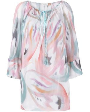 Etro Abstract-Print Boat Neck Blouse - Pink