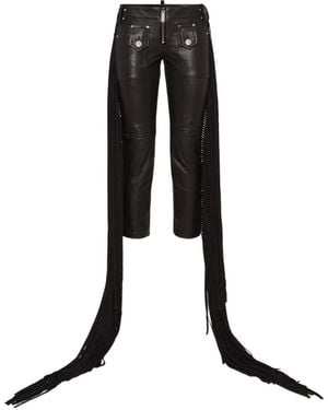 DSquared² Leather Cropped Pants - Black