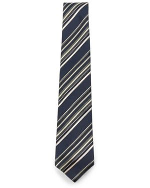 Kiton Krawatte Mit Diagonalen Streifen - Weiß