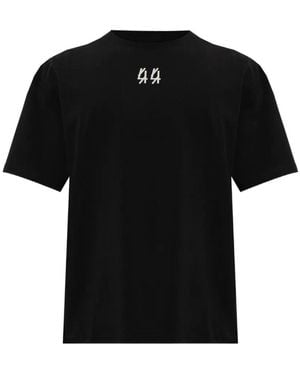 44 Label Group Darkened Skull Logo-Print Graphic-Back T-Shirt - Black