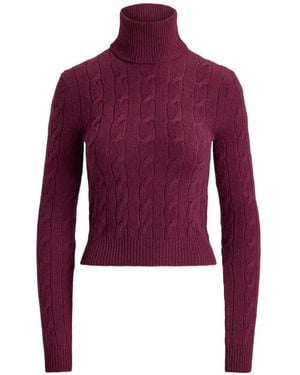 Ralph Lauren Rollkragenpullover Mit Zopfmuster - Rot