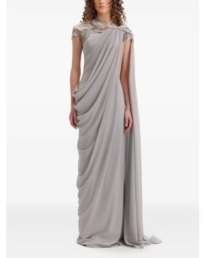 Gemy Maalouf Embroidered Draped Dress - Grey
