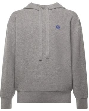 Loewe Bestickter Hoodie mit Kordelzug - Grau