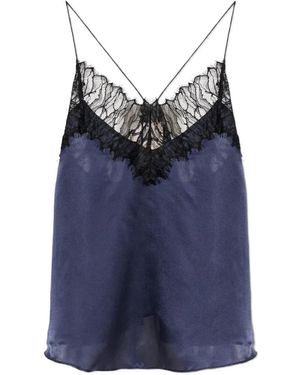 IRO Newin Lace-Trimmed Silk Top - Blue