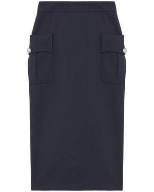 McQueen Patch-Pocket Midi Skirt - Blue
