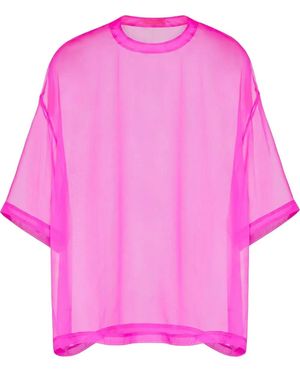 Valentino Garavani Crew Neck Chiffon Top - Pink