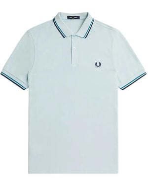 Fred Perry M3600 Striped-Trim Polo Shirt - Blue