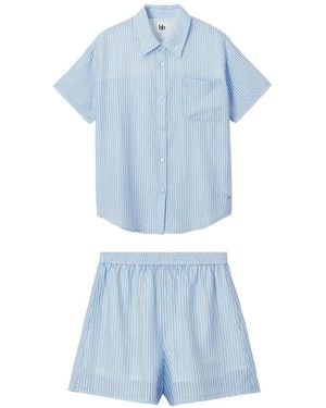 B+ AB Striped Shirt Ad Shorts Set - Blue