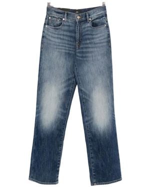 Seven7 Stovepipe Mid-Wash Jeans - Blue